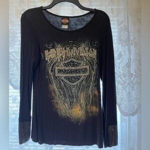 Harley-Davidson Black Long Sleeve Graphic Top